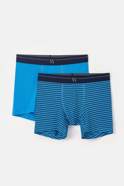 Woody Studio duopack boxershort heren - blauw/gestreept - 251-12-QLC-Z/023 - maat S