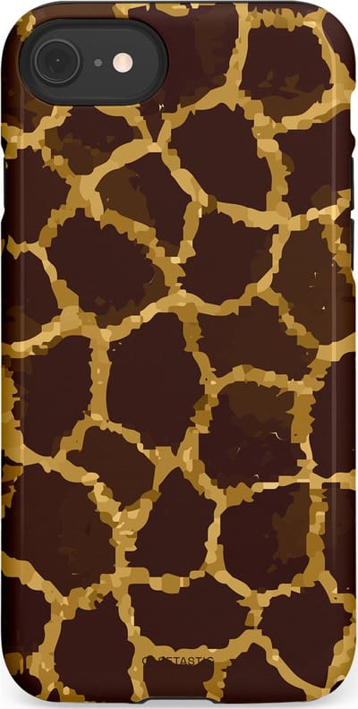 Casetastic hoesje geschikt voor Apple iPhone SE / Apple iPhone 7 / Apple iPhone 8 - Dubbellaagse bescherming - Afrikaanse Giraffenprint - Fashion Case - Zwart Bruin Goud Olijfgroen