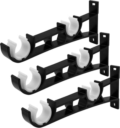 Gordijnroede houders - Roede beugels - Vensterdecoratie - Aluminiumlegering - Set van 3 - Zwart
