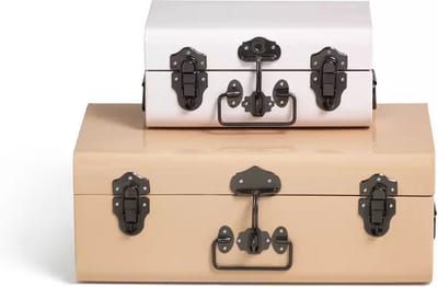 Habitat Grote Gegalvaniseerde Stalen retro Opbergkoffer 2 delig