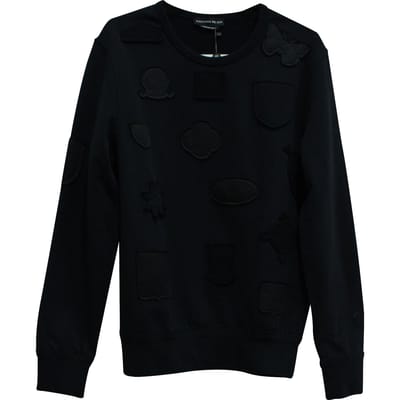 Alexander McQueen Crewneck Badges Pullover in zwart katoen