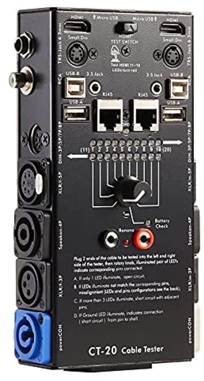 15-in-1 Audio Kabel Tester met LED Indicatoren en 10-Way Switch
