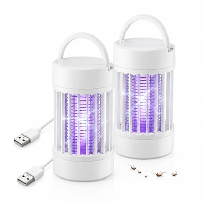 Muggenlamp Indoor - USB Insectenverdelger met 365nm UV Licht - Draagbare Fruitvliegjesvanger voor Thuis, Slaapkamer, Keuken, Kantoor - Wit - 4 Stuks