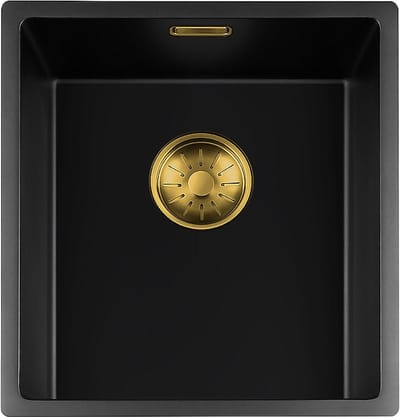 Lorreine Black Quartz Series spoelbak 3440cm Plug Gold 34BQ-FU-Gold