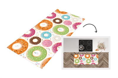 Keukenloper - Loper keuken - Tiener - Donut - Patroon - 120x50 cm - Keukenloper vinyl