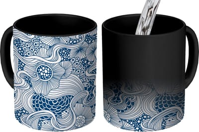Magische Mok - Foto op Warmte Mokken - Koffiemok - Patroon - Bloemen - Botanisch - Magic Mok - Beker - 350 ML - Theemok