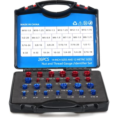 Vérificateur de filetage d'écrou et de boulon 26 pièces Calibre mâle-femelle 14 pouces et 12 métriques assemblés individuellement 26 Pcs
