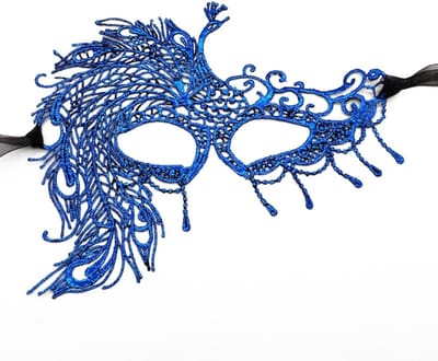 Dailygoods- Pauwmasker Goud/Zilver - Kanten Oogmasker - Half Gezichtsmasker - Voor Halloween/Carnaval - Kostuum/Party - 21 x 21 cm - Feestmasker