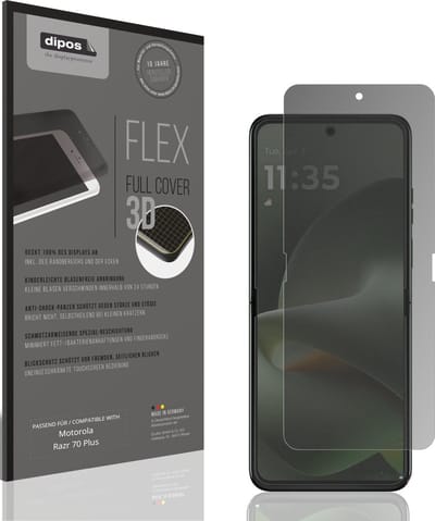 dipos FLEX – Matte Privacy Screenprotector geschikt voor Motorola Razr 70 Plus Innenseite | Volledige Schermbescherming | Case-Friendly