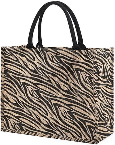 Grote Jute Tas met Rits en Binnenvak - Waterdichte Shopper voor Strand, Boodschappen en Picknick
