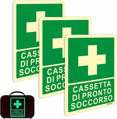 Zelfoplichtende EHBO Noodsituatie Stickers - Set van 3 - Water- en Krasbestendig