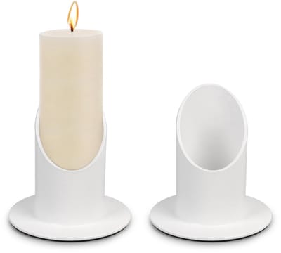 Dailygoods- Kaarsenhouder Elegante Witte Metalen - Druppelbestendig Ontwerp - Zware Decoratieve Stok - Voor Doop en Herdenking - 8 cm Hoog - Kandelaar