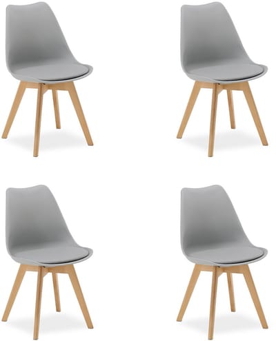 Homestyle4u Eetkamerstoel van Hout en Kunststof - 4 Stoelen - Keukentoel - Grijs