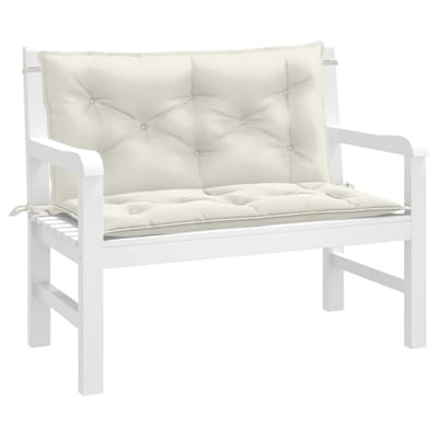 vidaXL - Tuinbankkussens - 2 - st - 100x50x7 - cm - stof - gemêleerd - crèmekleurig