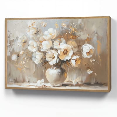 Wandlamp 90x60 cm - Oplaadbaar - Vaas - Bloemen - Kunst - Goud - Wandlampen binnen woonkamer - Slaapkamer lamp - Decoratieve nachtlamp - Vloerlamp draadloos