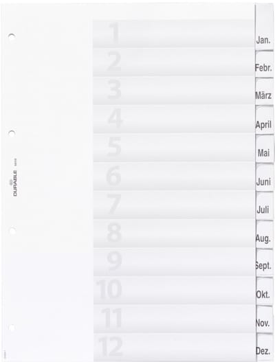 6810 - Numeric tab index - Transparent - Portrait - A4 - 225 mm - 297 mm
