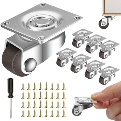 Zwenkwielen, 12 mm, 360 graden, mini-wielen voor meubels, universele rubberen transportwielen, antislip, universeel wiel voor kleine meubels