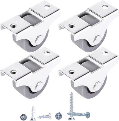 Set van 4 Kleine Vaste Meubelwielen 25mm - Rubberen On-Draaibare Wielen met Schroeven