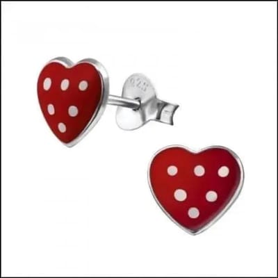 Aramat Jewels | Oorbellen | Zilveren Hartje Oorstekers – 925 Zilver -Emaille | Zwart/Roze-8x9mm | |7mm | Zilver | Kinderen, Volwassenen | Verkleurd niet