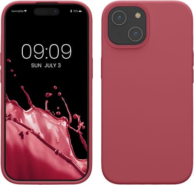 kwmobile Case voor iPhone 15 - Slank TPU-Hoesje met Zachte Afwerking - In donkerroze