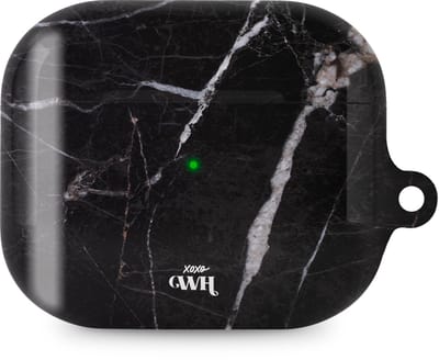 xoxo Wildhearts hoesje geschikt voor Airpods Pro 1 / Pro 2 - Marble Black Mood - Ook als telefoonhoesje verkrijgbaar - schokbestendige case geschikt voor Airpod Pro (2) - koptelefoon case - Beschermhoes met marmerprint - marmer look - zwart