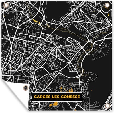 Tuin poster Plattegrond - Garges-les-Conesse - Kaart - Frankrijk - Stadskaart - 200x200 cm - Tuindoek