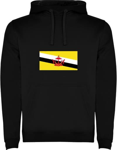 Zwarte Hoodie met Wereldse vlag land Brunei Full Color Maat M