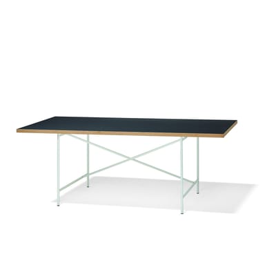 Richard Lampert Tafel Eiermann 1 - Linoleum nero 4023/eiken rand - 110 x 66 cm - wit - middelste stut - 160 x 90 cm