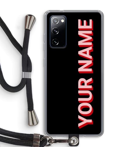 Gepersonaliseerd - Case Company® - Hoesje met koord geschikt voor Samsung Galaxy S20 FE / S20 FE 5G hoesje met Koord - Namecase - Telefoonhoesje met Zwart Koord - Bescherming aan alle Kanten en Over de Schermrand