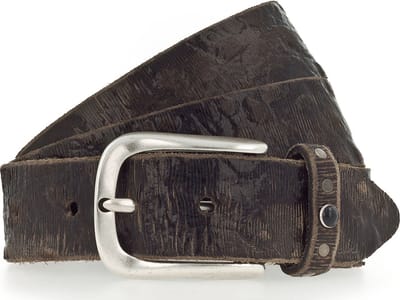 b.belt Leren Riem Lisa Silver 35mm Leather Belt W100 Anthracite - Silver Metal Zilverkleurig
