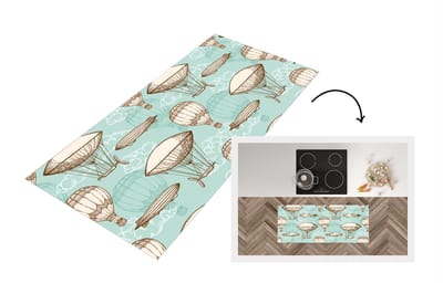 Keukenloper - Loper keuken - Vintage - Luchtballon - Kinderen - Patronen - 120x50 cm - Keukenloper vinyl