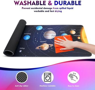Gaming muismat XXL, muismat 900x400mm groot met antislip rubberen basis voor toetsenbord, pc, laptop (kosmisch-2)