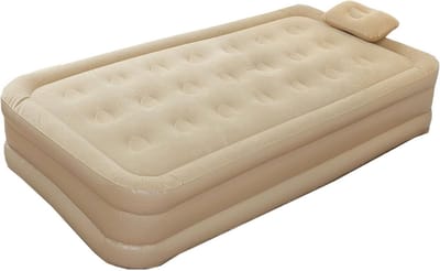 Luchtbed - Gastenmatras Slaapkussen - Kamperen Thuis - Ingebouwde Pomp - 33x31x31 cm - Beige