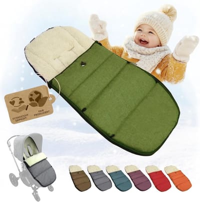 Baby Voetenzak - Winterzak Kinderwagen - Warm Blijven - Lamswol Binnenvoering - Verstelbaar - Groen