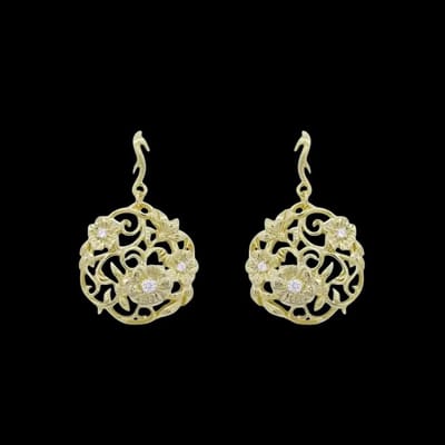 Victoria Valenza 925 Sterling Vergulde Ajour Oorbellen met Zirkonia Stenen - Oorhangers - 925 sterling zilver - Goudkleurig - Zirkonia