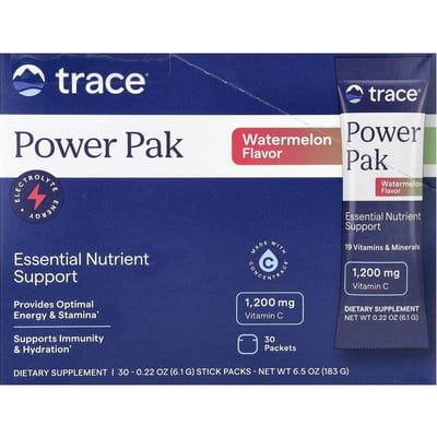 Trace, Power Pack, Watermeloen, 30 stickpacks, 0,22 oz (6,1 gr) elk