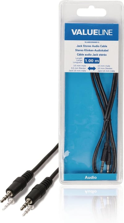 Valueline Jack stereo audiokabel 3,5 mm mannelijk - 3,5 mm mannelijk 1,00 m zwart