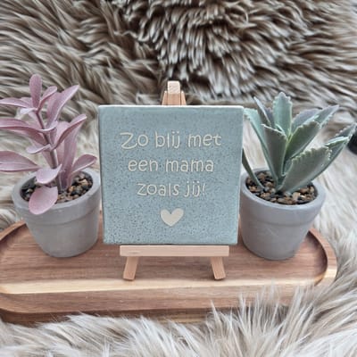 Robuust wenstegeltje – Zo Blij met een Mama zoals Jij – 10x10 cm – Lief Cadeau voor Moederdag, Mama's Verjaardag of Zomaar voor Mama – Wanddecoratie – Trendy nu