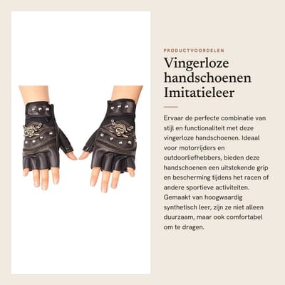 Dailygoods- Vingerloze Handschoenen Antislip - Punk/Skelet - Synthetisch Leer - Outdoor/Motorrijden - Herfst/Winter - Eén Maat