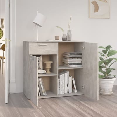 vidaXL - Dressoir - 80x36x75 - cm - bewerkt - hout - betongrijs