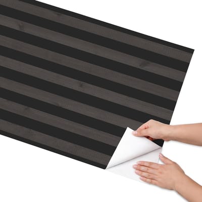 Coloray Meubel Wrap Folie - Zwart Meubelfolie - 65x130 cm - Decoratiefolie Zelfklevend Zwarte banden - Meubelfolie Zelfklevend - Minimalist Meubelfolie - Wrapfolie Keuken - Wanddecoratie - Achtergronden en patronen