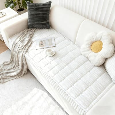 Dikke Bankovertrek, Wasbaar, Antislip, 2-3 Zits, Wit, Zachte Bankhoes, 70 x 150 cm, Meubelbescherming, Zachte Huisdiermat