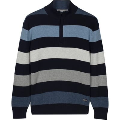 Baileys Trui Half Zip Knit Two-Tone Multi Stripe Riviera Blue / male