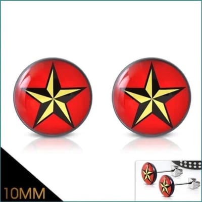 Aramat Jewels | Oorbellen | Stijlvolle Ster Oorbellen Acryl-staal | Nautische-Rood-Ster-10mm | |10mm | Staal | Kinderen, Volwassenen | Verkleurd niet