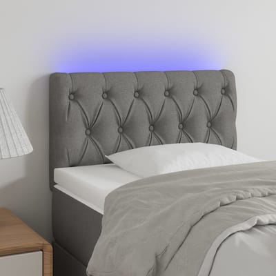 vidaXL - Hoofdbord - LED - 80x7x78/88 - cm - stof - lichtgrijs