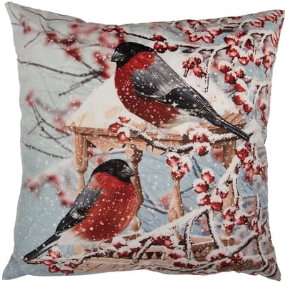 Clayre & Eef Kussenhoes 45x45 cm Blauw Polyester Vogels