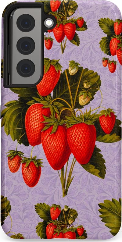 Casetastic Hoesje Geschikt voor Samsung S22 - Stijlvolle Beschermende Duo-layer Case - Wilde aarbei