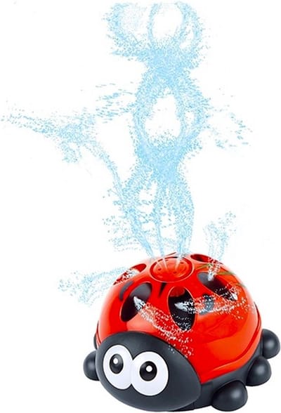 Ronddraaiende kinder watersproeier lieveheersbeestje rood / roterende tuin sproeier / sprinkler voor waterplezier (waterspeelgoed zomer, zwemmen / tuinsproeier, tuinslang bevestiging, vakantie)