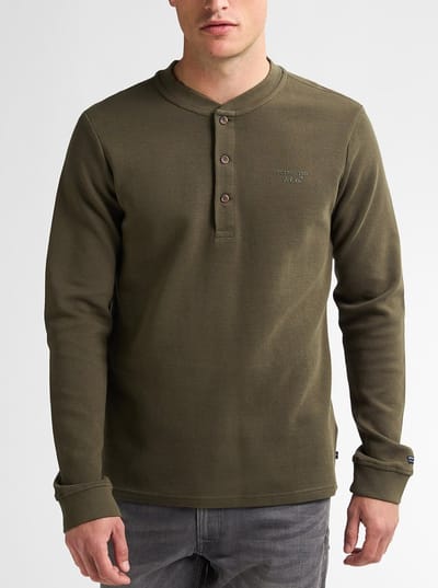 Petrol Industries - T-shirt Lange mouw - Mannen - S - Army - Katoen - M-3050-TLR619