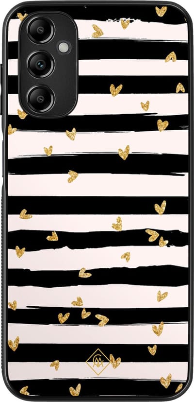 Casimoda® hoesje - Geschikt voor Samsung Galaxy A14 5G - Hart Streepjes - Zwart TPU Backcover - Gestreept - Groen
